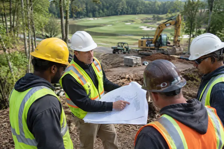 Clubhouse exterior and fairway turf prepared for future infrastructure work
